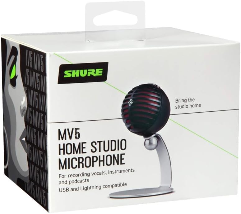 Shure MV5-B-DIG – Digitales Kondensatormikrofon für hochwertige Audioaufnahmen mit USB- und Lightnin