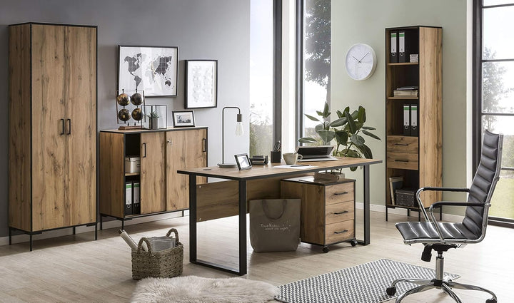 Möbelpartner Montana 146466 Rollcontainer, Eiche Landhaus Dekor, 40,1 x 50 x 57 cm, Eiche Landhaus D