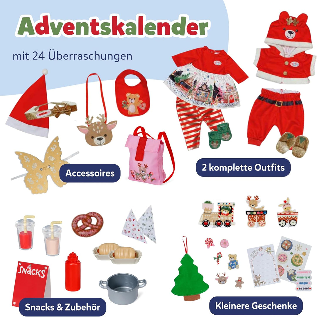 BABY born Adventskalender - 24 Überraschungen - Puppenkleidung & Accessoires für 43 cm Puppen - Hoch