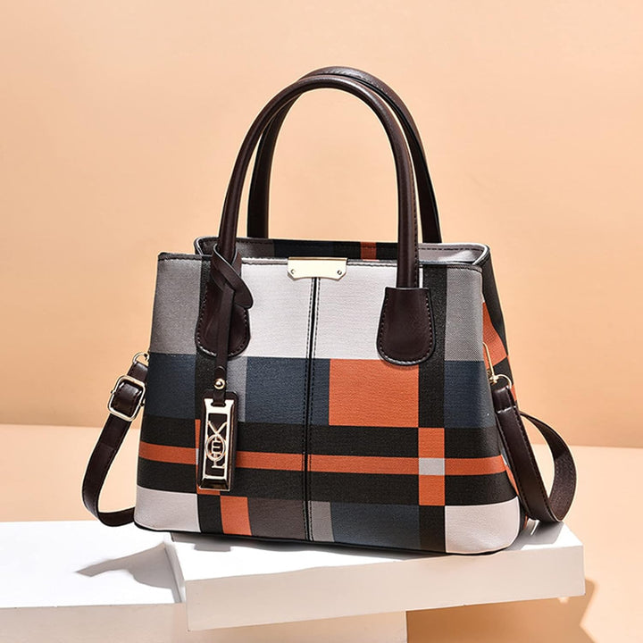 NICOLE & DORIS Mode Handtasche Damen Klassische Handtasche Karierte Tasche PU Leder Schultertasche H