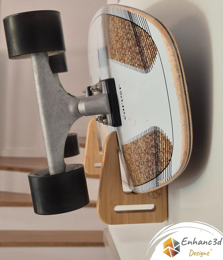 Skate-Wandhalter aus Bambusholz – Moderner und robuster Design – Skateboard-Wandhaken – Longboard-Wa