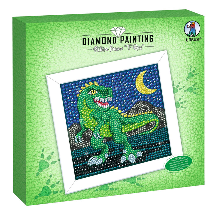 Ursus 43530001F - Diamond Painting Picture, T-Rex, Set mit Acryldiamanten, Picker, Tablett und Wachs