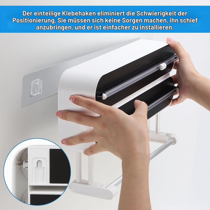 DBREAKS Wandrollenhalter Küche 3-in-1 Frischhaltefolienspender, küchenrollenhalter magnetisch, Frisc