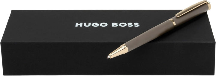 Hugo Boss Kugelschreiber Sophisticated Matte Taupe aus Messing hergestellt, Farbe: Pastellgrau, Abme
