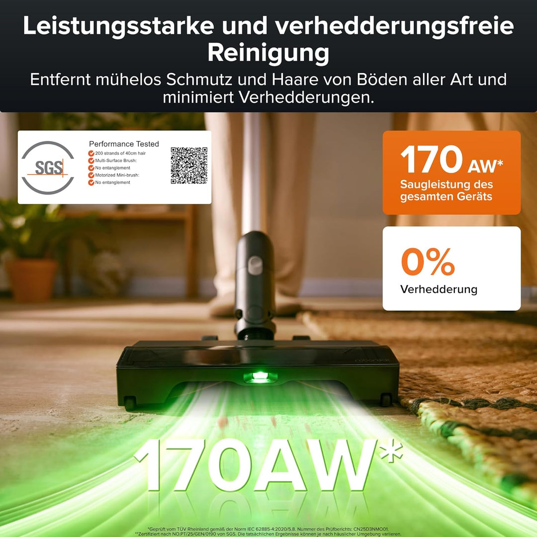 roborock H60 Hub Pro kabelloser Staubsauger mit automatischer Absaugstation, 170AW Saugleistung für