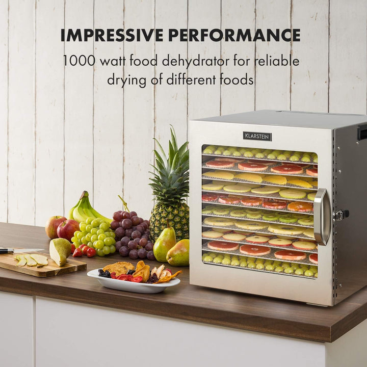 Klarstein Captain Jerky 110 Dörrautomat, 1000 W, Temperatur: 30-90 °C, 24-Stunden-Timer, BPA-frei, T