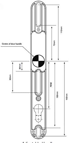 Yale P-PVC-RH-PGF Vordertürgriff, Standardsicherheit, 92 mm Mitte, einstellbare Befestigungspunkte,