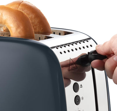 Russell Hobbs Toaster [für 2 Scheiben] Colours Plus Edelstahl Grau (extra breite Toastschlitze, inkl