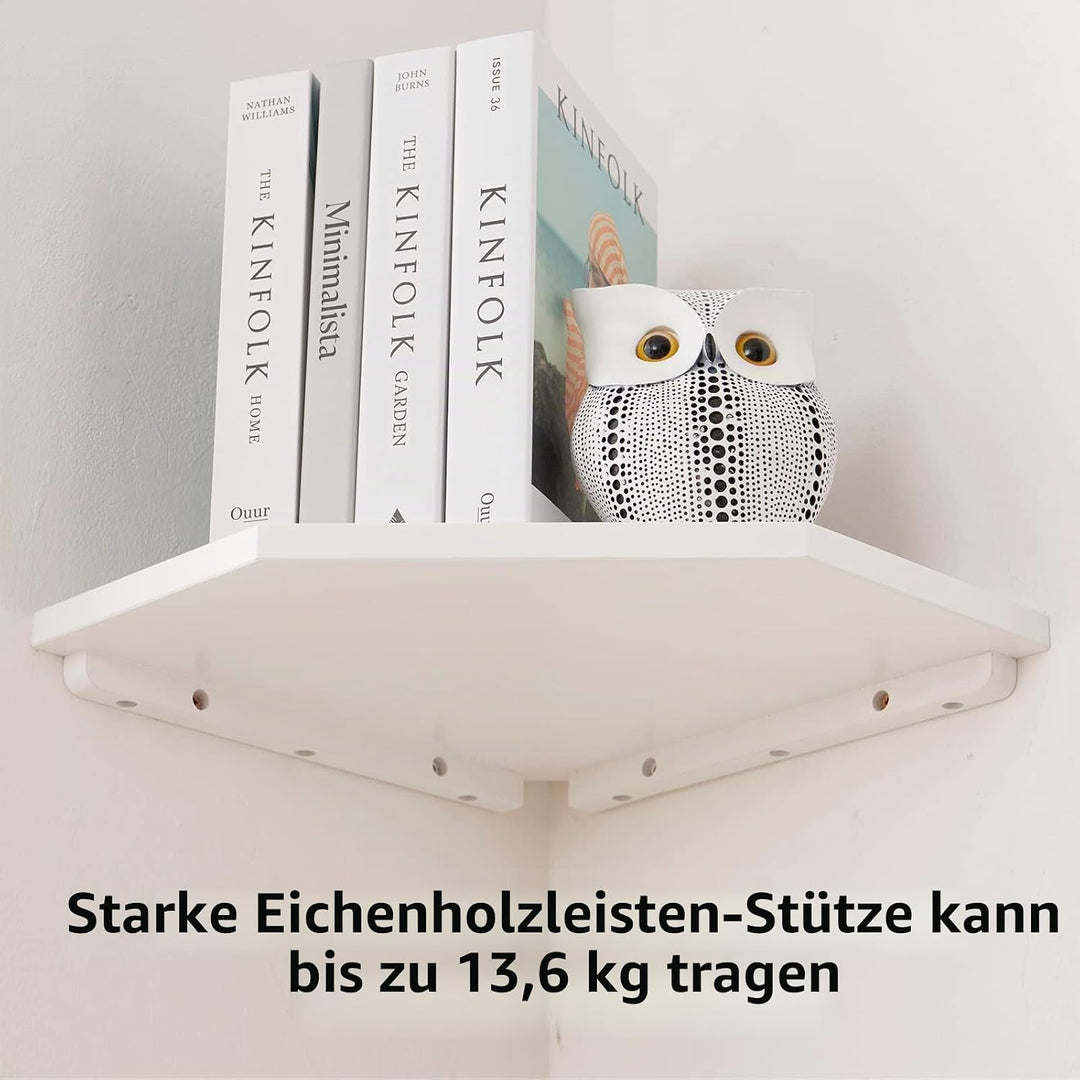 Eckregal Hängend Weiss, 2er-Set Eiche Massivholz Eckregal Wandregal Holz Vintage Landhausstil Regal