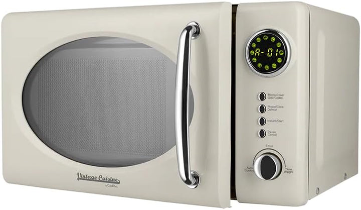 Vintage Cuisine Retro-Mikrowelle mit Display, 700W, 16L, Grillfunktion, Abtaufunktion, Metall, Glas-