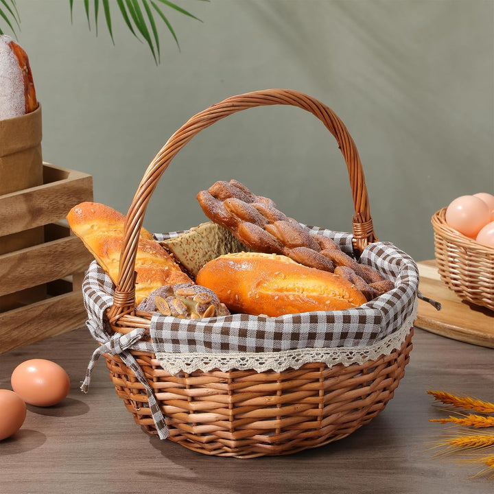 Toddmomy Natural Weidenkorb Picknickkorb, Gross Geflechten Einkaufskorb Mit Henkel Und & Liner, Gefl