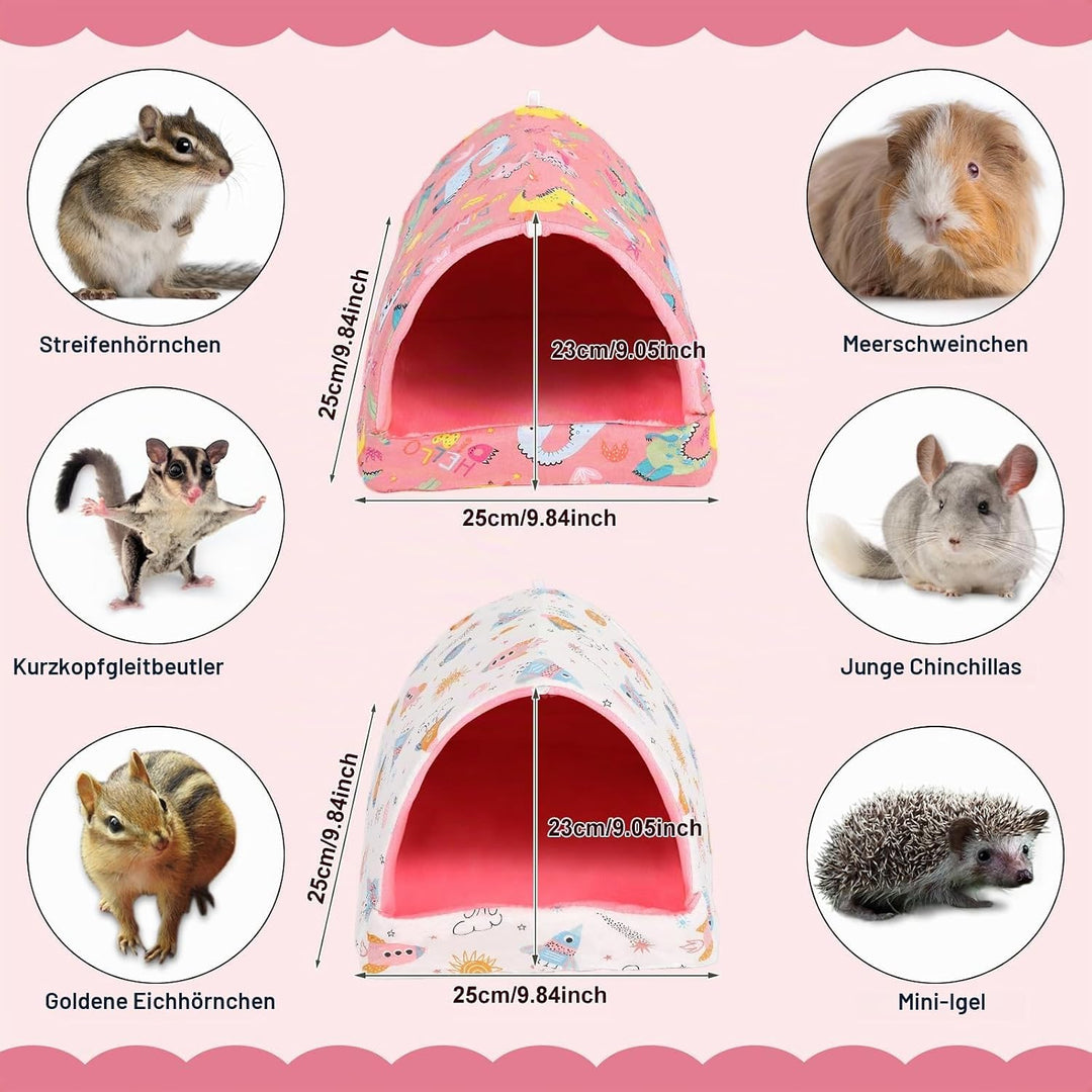 UPINS 2er-Pack Meerschweinchenbett, Meerschweinchenversteck, waschbar, Kleintierhaus, Käfigzubehör f