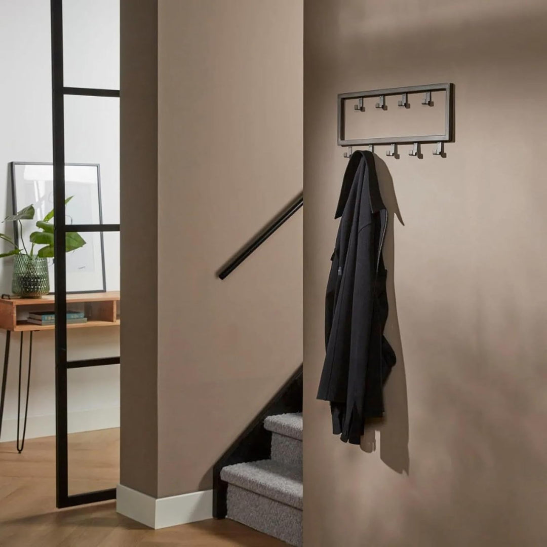 RINGO-Living Kleider Hakenleiste mit 9 Haken, Garderobe Haken Silber-matt, Jacken Garderobe für den