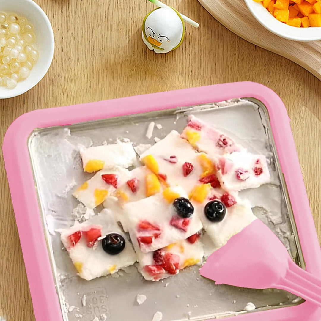 Eisplatte Eis Rolls zum Eis Machen DIY, Rolled Ice Cream Maker, mit 2 Spateln für Kinder, Zuhause, F