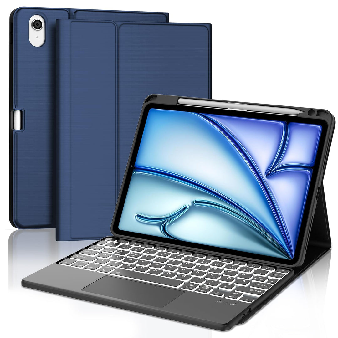 Für iPad Air 11 (M4/M3) Hülle mit Touchpad & Beleuchtung QWERTZ | Für iPad Air 11 Hülle mit Tastatur