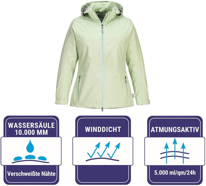 Blue Wave Damen Funktionsjacke Hannah - Outdoor-Jacke Regenjacke mit abnehmbarer Kapuze und Mesh-Inn