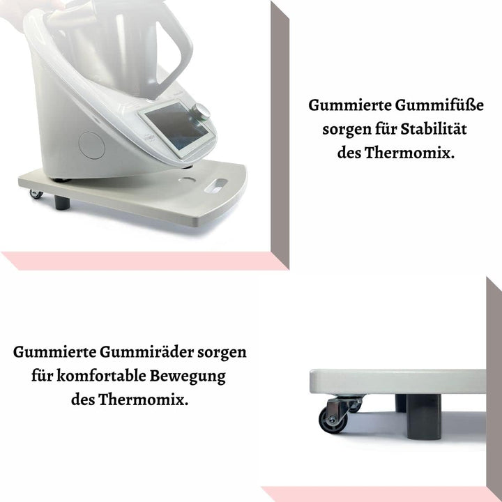 Gleitbrett für den Thermomix TM5 TM6 Rollbrett Slider müheloses Verschieben & sicherer Stand (Weiss