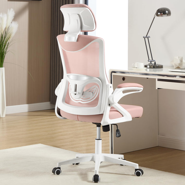 Fizzin Rosa Netz Ergonomischer Bürostuhl Schreibtischstuhl, Rosa