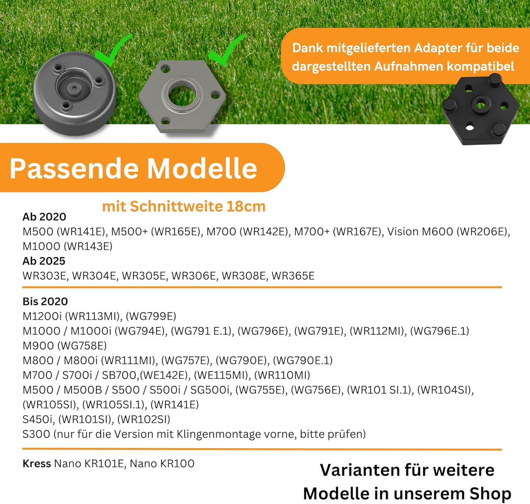 Messerscheibe kompatibel mit Worx Landroid 6 Fach / 6 Klingen Messer Scheibe M500 M700 WR167E WR141E