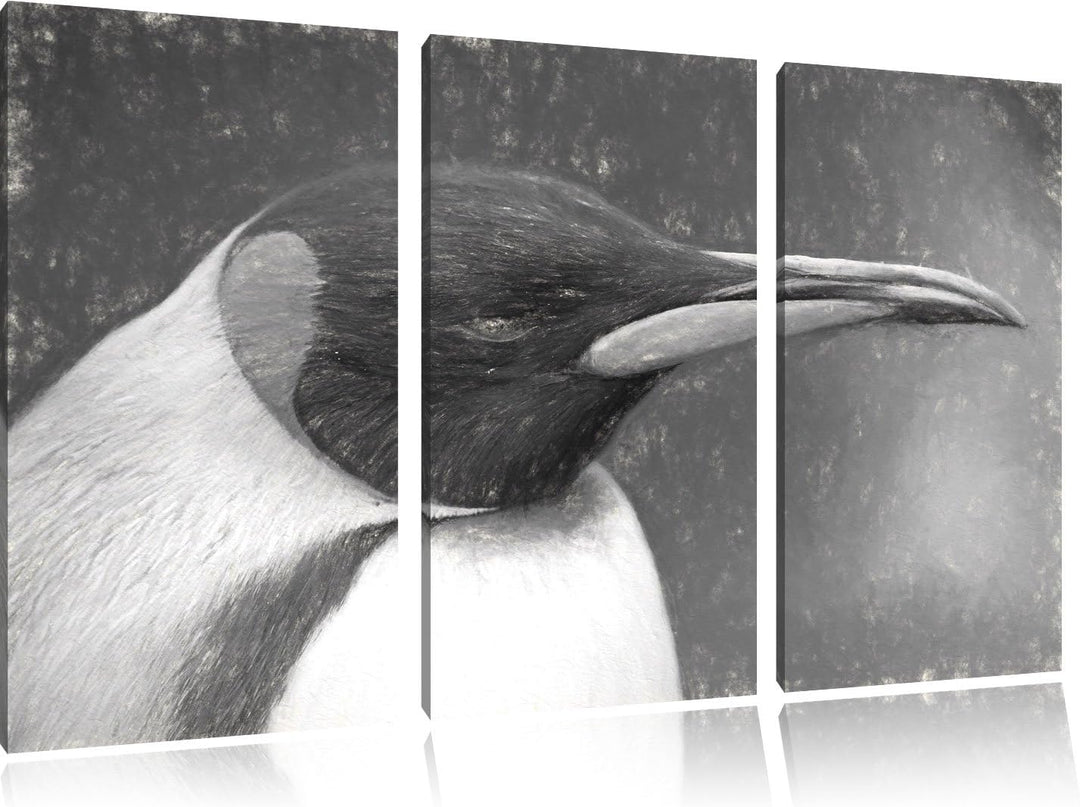 Kaiserpinguin im Profil Spezial 3-Teiler Leinwandbild 120x80 Bild auf Leinwand, XXL riesige Bilder f
