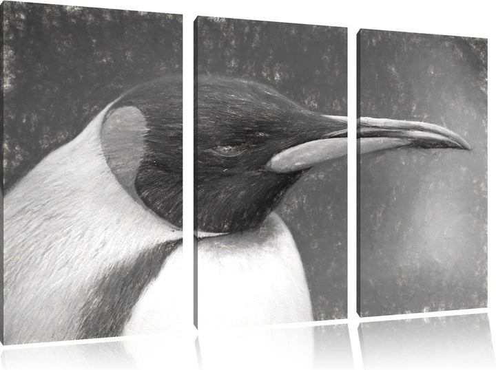 Kaiserpinguin im Profil Spezial 3-Teiler Leinwandbild 120x80 Bild auf Leinwand, XXL riesige Bilder f