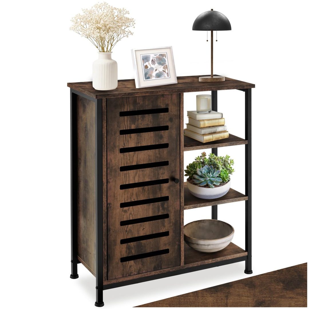 tectake Sideboard mit 3 Fächern und Schrankfach, 71 x 32 x 82 cm, Industrie-Design, Holz Kommode für
