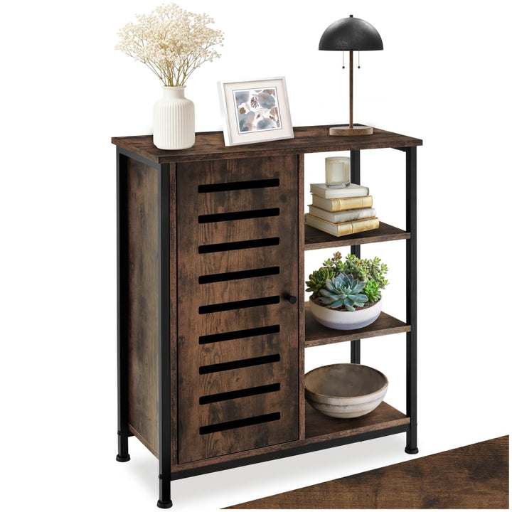 tectake Sideboard mit 3 Fächern und Schrankfach, 71 x 32 x 82 cm, Industrie-Design, Holz Kommode für