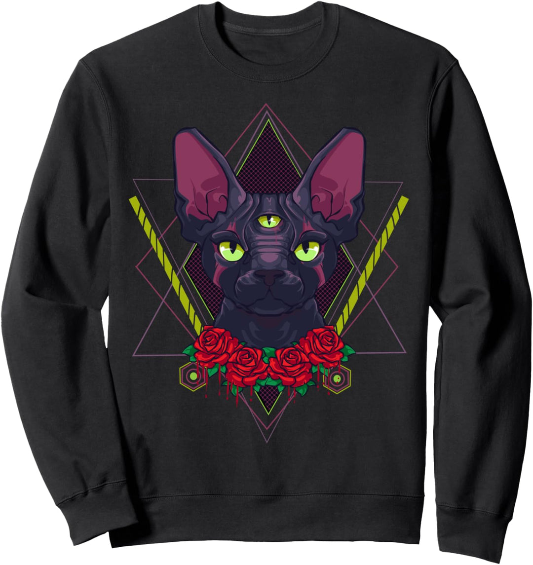 Ästhetischer Pastell Goth Sphynx Hairless Cat Lover Sweatshirt