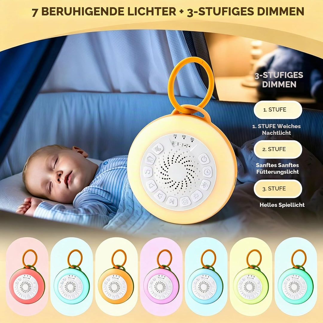 White Noise Machine Baby, Weisses Rauschen Gerät mit Nachtlicht, 28 Beruhigende Schlaflieder &amp; Natur