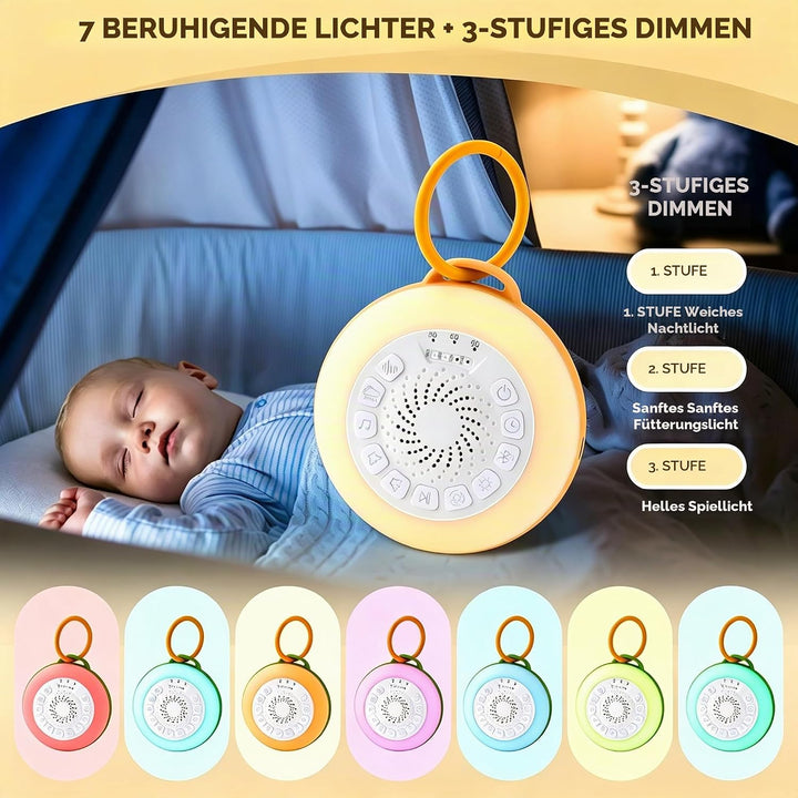 White Noise Machine Baby, Weisses Rauschen Gerät mit Nachtlicht, 28 Beruhigende Schlaflieder &amp; Natur