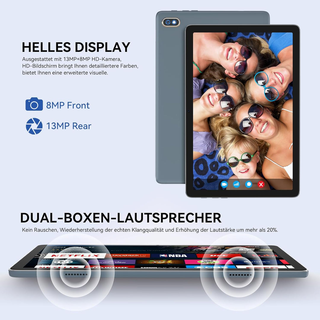 2024 Neueste Android Tablet | 5G+2.4G WLAN Tablet Pc | Octa-Core 128GB ROM(TF 1TB) | 10,1" Touch Dis