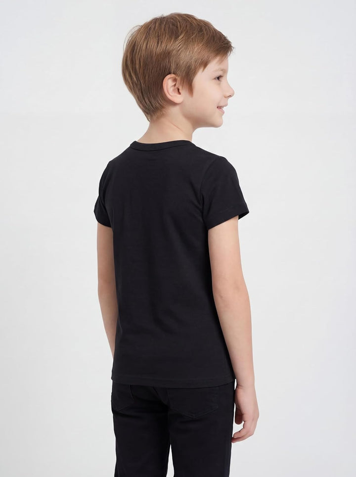 TupTam Kinder Jungen Unterhemd Basic T-Shirts Kurzarm 5er Pack 116-122 Schwarz, 116-122 Schwarz
