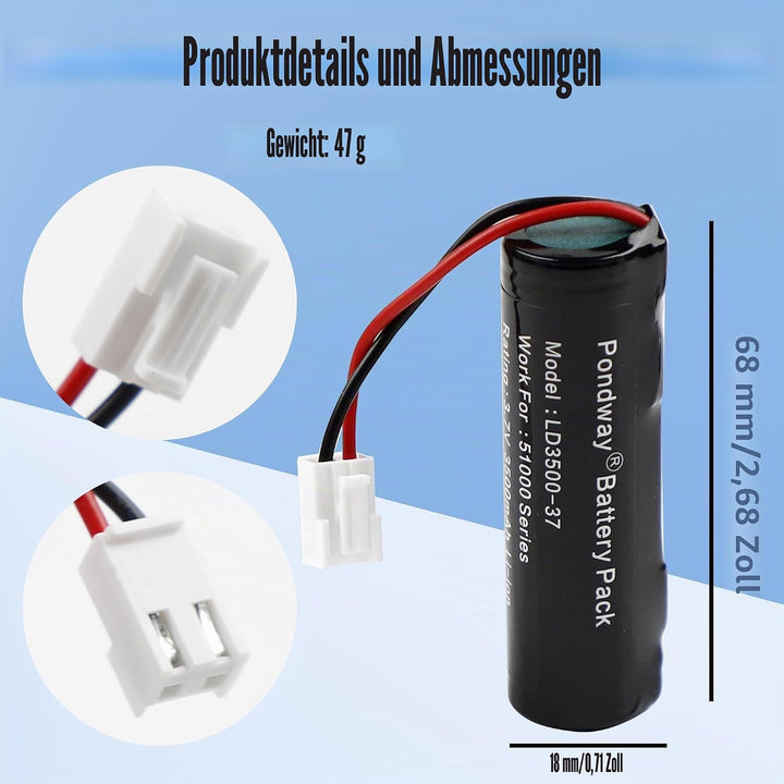 3500mAh 3.7V BFN18650 1S1P Ersatzakku Kompatibel mit Leifheit Dry & Clean 51000, 51002, 51113, 51114
