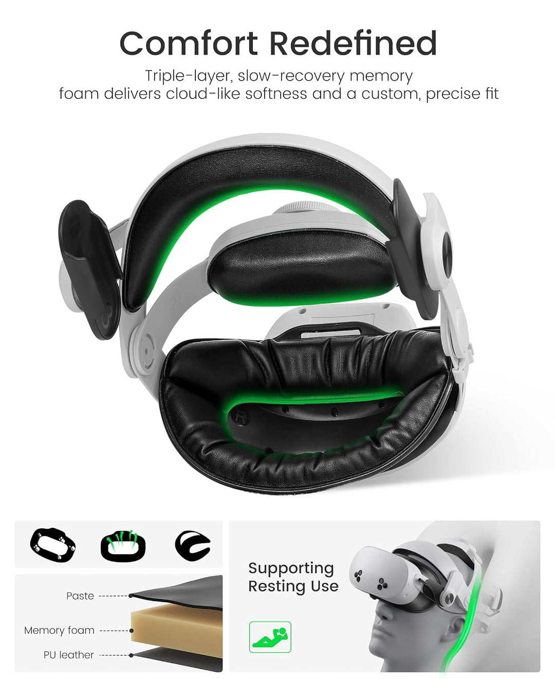 BEBONCOOL Headstrap für Meta Quest 3/3S/2 mit 10000 mAh Magnet Akku-Digitales Display,5H längere Spi