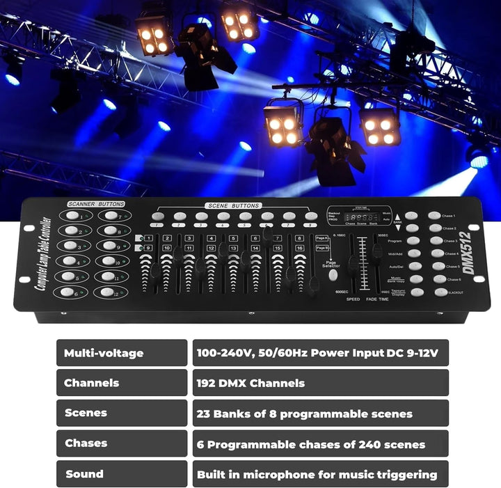 UKing DMX Controller, 192 Kanäle DMX512 Controller Konsole 240 Szenen für MINI DMX-Controller DMX-Li