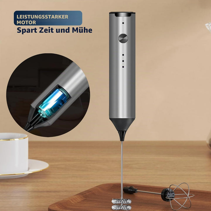 Handgehaltener Milchaufschäumer,Typ C,wiederaufladbarer elektrischer Schneebesen, Kaffeeaufschäumer-