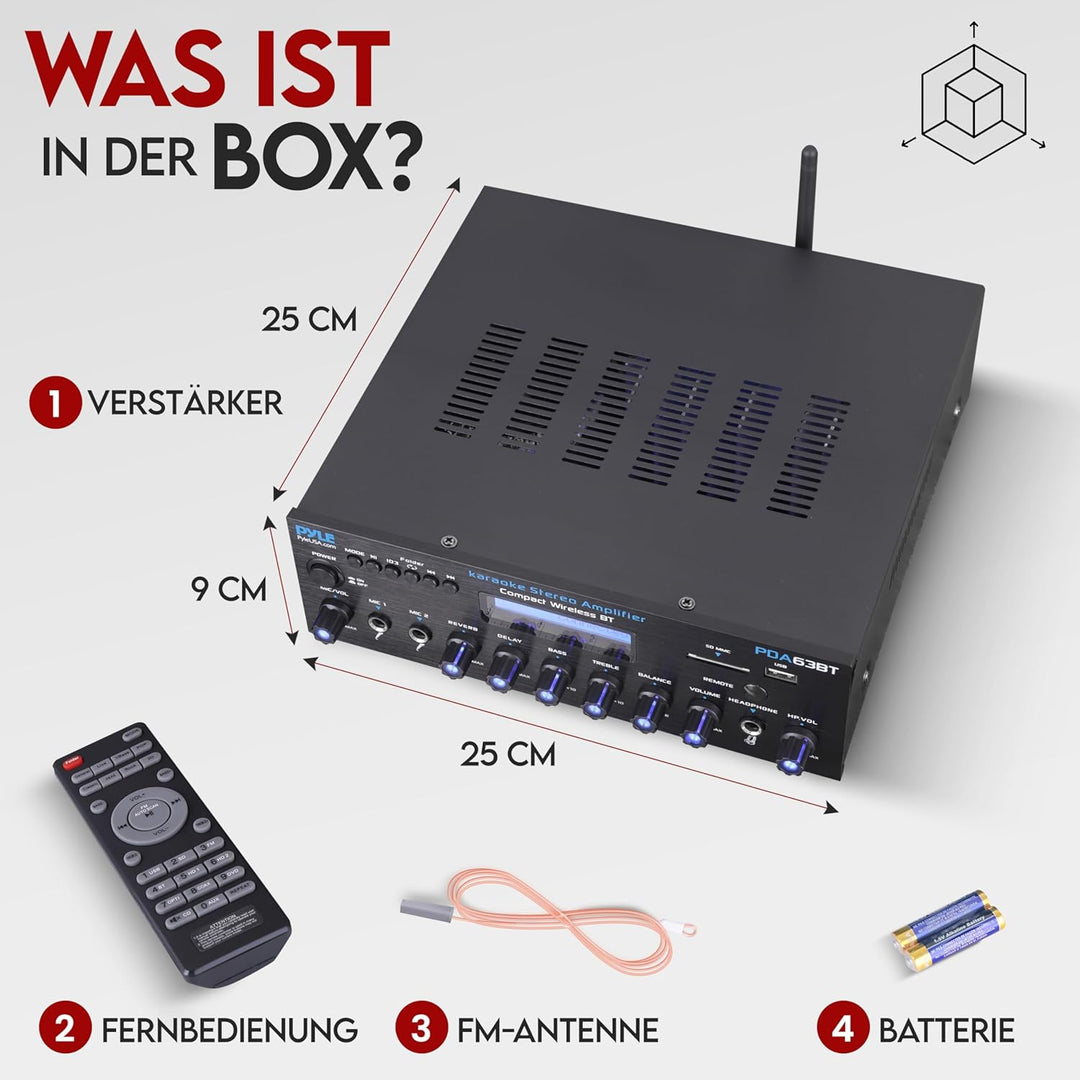 Pyle Verstärker, AV Receiver, Mini Verstärker, Stereo, Bluetooth, 200W-Amplifier, Stereo Receiver –
