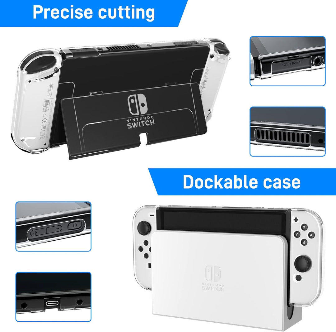 RHOTALL 3 in 1 Transparente Hülle für Nintendo Switch OLED, Klare Dockable Shell Kompatibel mit Swit