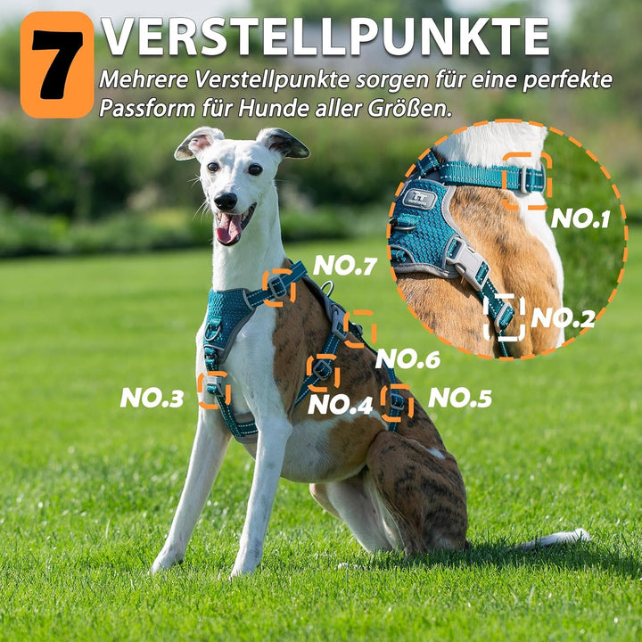 Huntboo Sicherheitsgeschirr Hund Ausbruchsicher, Panikgeschirr für Hunde, Anti Zug Hundegeschirr, Re