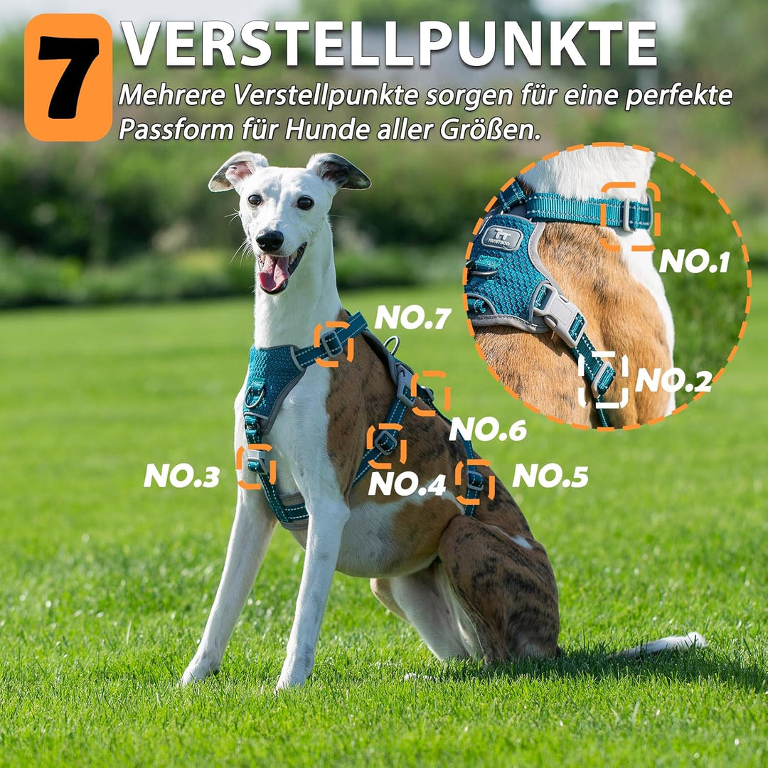 Huntboo Sicherheitsgeschirr Hund Ausbruchsicher, Panikgeschirr für Hunde, Anti Zug Hundegeschirr, Re