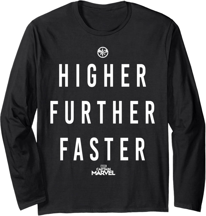 Captain Marvel Higher Further Faster Text Langarmshirt