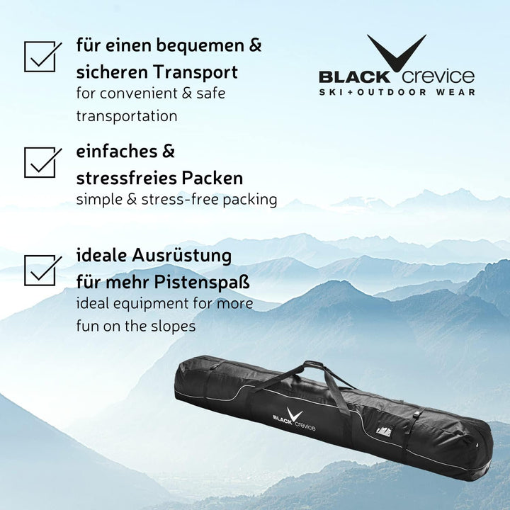 Black Crevice Nordic Ski Case I Skitasche für 3 Paar Langlaufski I Robuster Skisack 210 cm I Hochwer