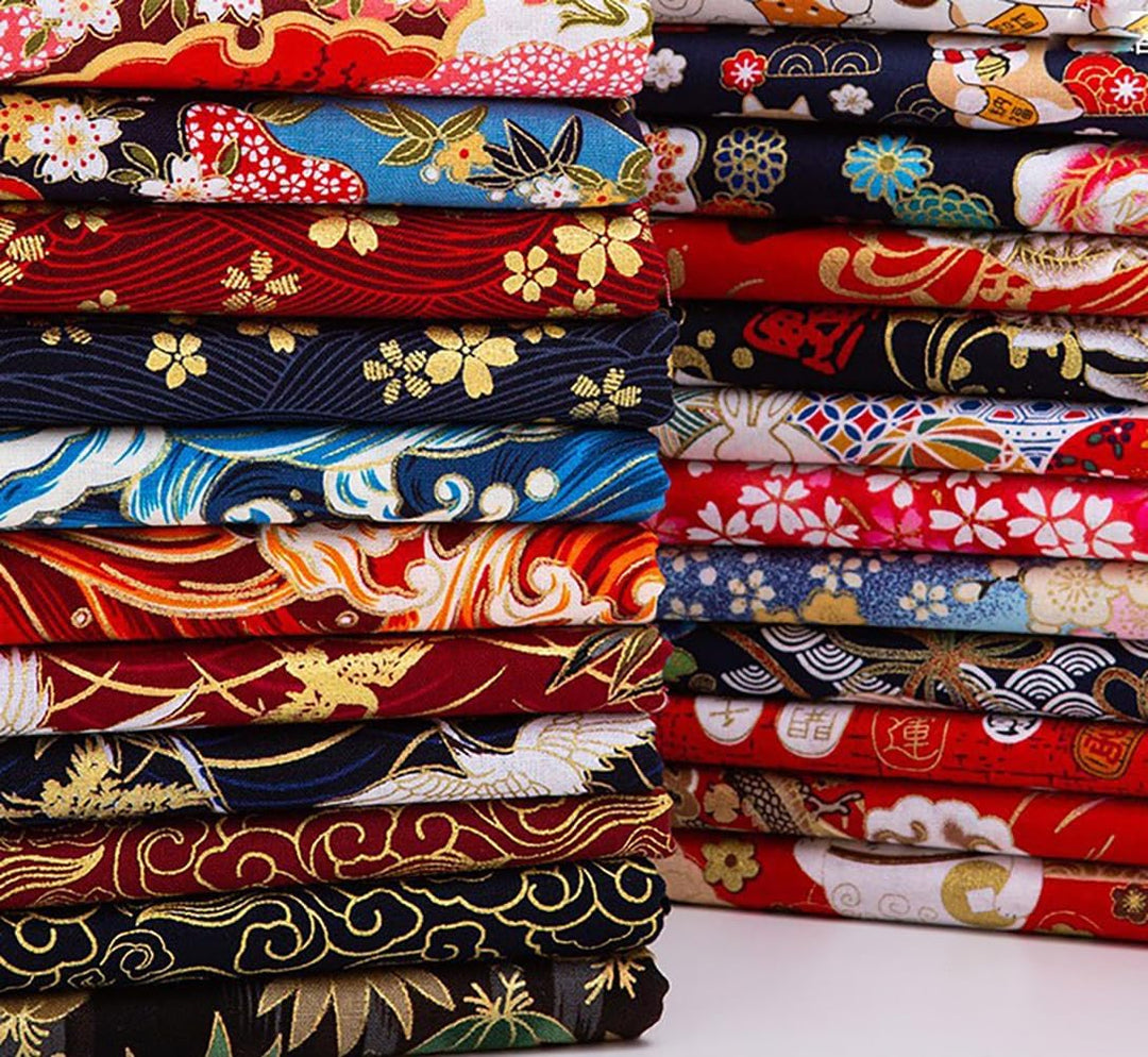 200x150 cm Japanischer Stil Baumwollstoff Meterware Bunt Gedruckt Nähstoffe mit Blume Fächer Fliegen