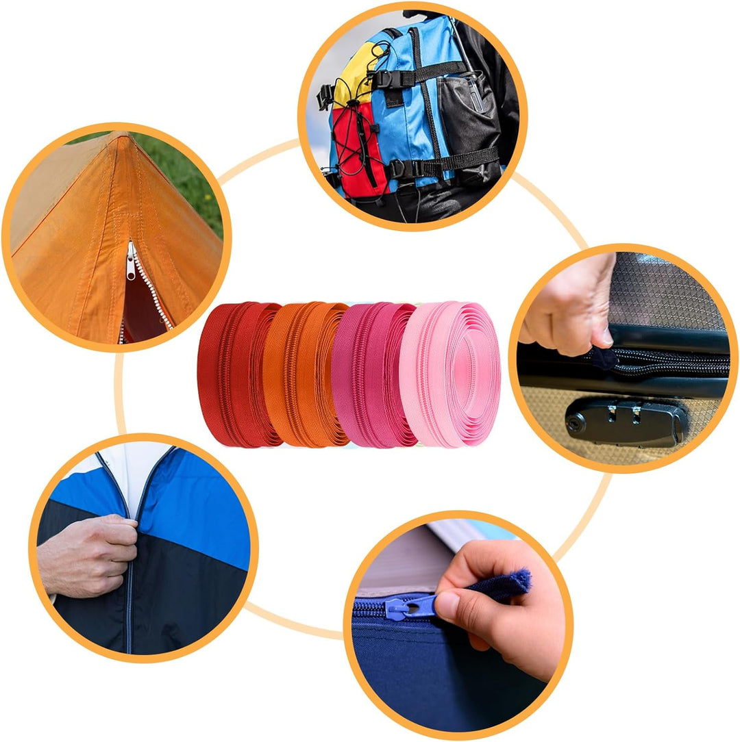 DOITEM Endlos Reissverschluss Set mit Zipper 5mm 40 Meter Inklusive 80 Metall Schieber für Kleidung