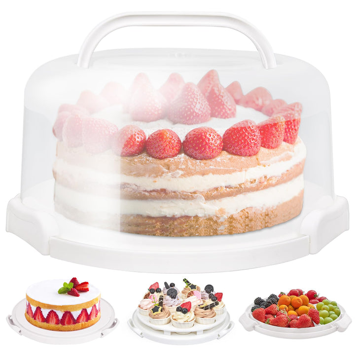 Ohuhu Kuchen Transportbox, Torten Transportbox mit Deckeln und Tragegriff, Tragbarer Tortentransport
