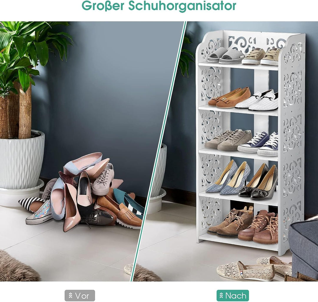 Ejoyous Schuhregal 5 Ebenen, Schuhablage Schmal Schuhschrank Schuhständer Platzsparend Stehregal Sho