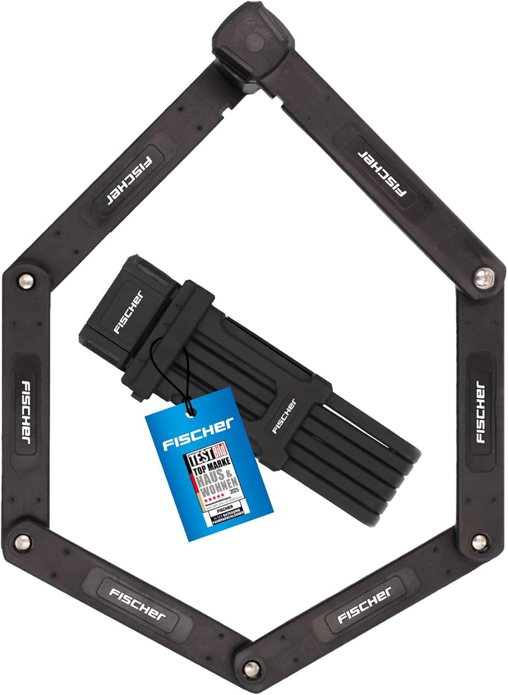 Fischer Fahrrad Faltschloss mit Schlüssel PROTEC Plus+ FK110, flexibel und kompakt, mit Soft-Materia