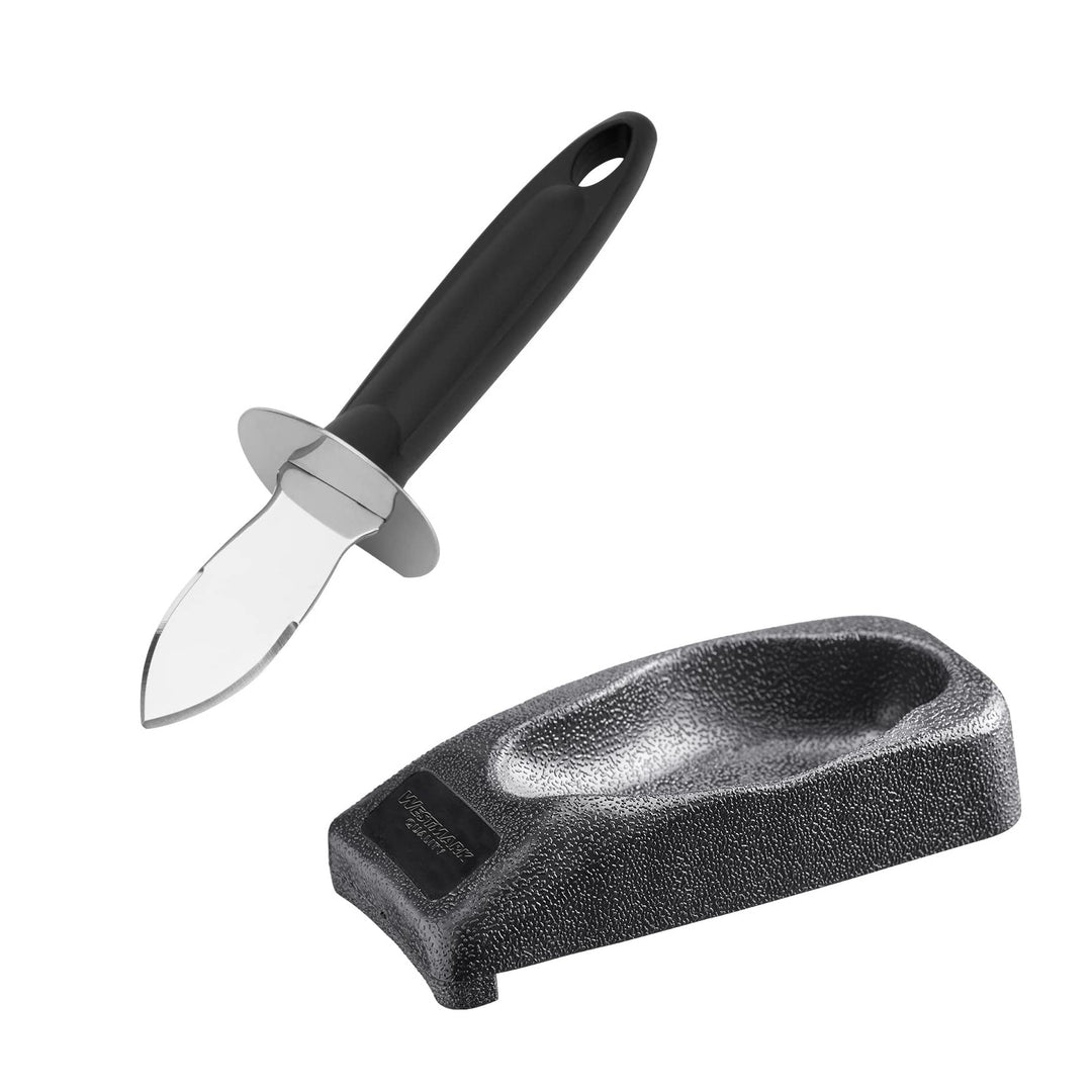 Westmark Austern-Set: 1 Austernbrecher, beidseitig geschliffene Klinge + 1 Austernhalter mit Anlegek
