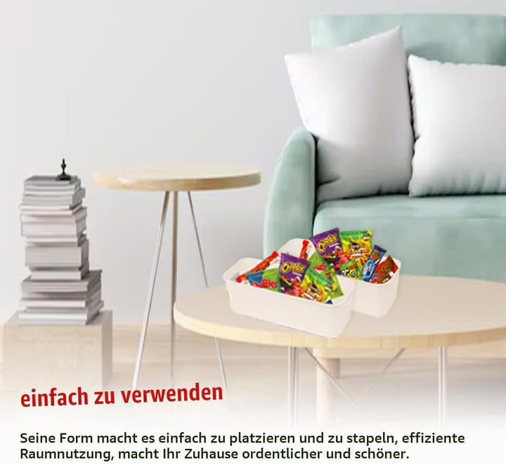 10 Stück Aufbewahrungsbox Kunststoff Weiss Aufbewahrungskorb mit Griffen 26,7x9,5x9 cm Küchenschrank