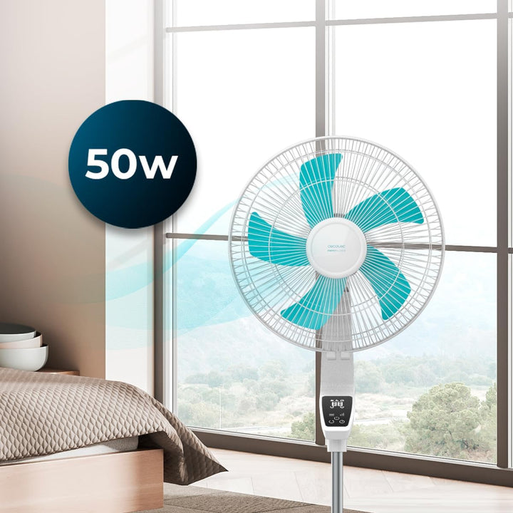 Cecotec Standventilator EnergySilence 620 Flow Control 50 W, 16 Zoll Durchmesser, 5 Flügel, 12-Stund